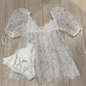 For Love And Lemons White Lace Chemise Set